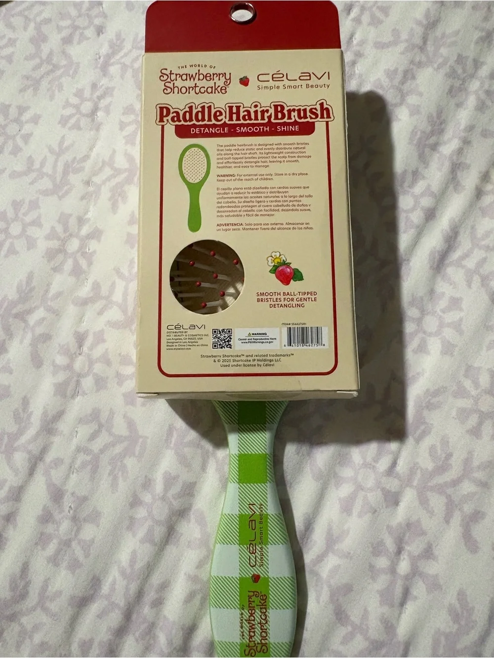 Célavi Strawberry Shortcake Green Paddle Hair Brush - Detangle & Shine